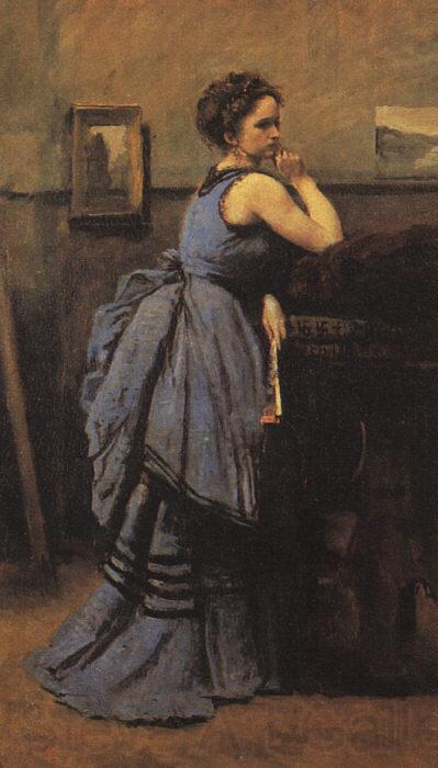 Jean Baptiste Camille  Corot Woman in Blue France oil painting art